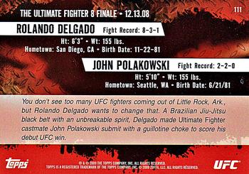 2009 Topps UFC Round 2 #111 Rolando Delgado / John Polakowski Back
