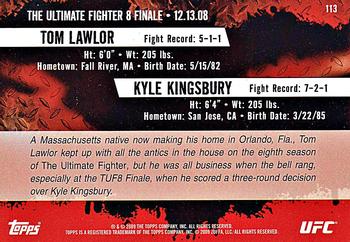 2009 Topps UFC Round 2 #113 Tom Lawlor / Kyle Kingsbury Back