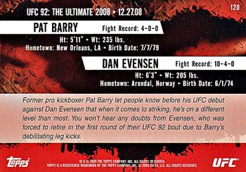 2009 Topps UFC Round 2 #120 Pat Barry / Dan Evensen Back