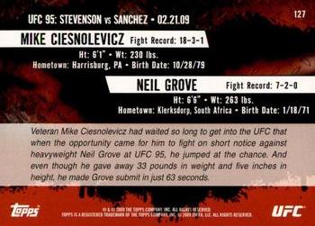 2009 Topps UFC Round 2 #127 Mike Ciesnolevicz / Neil Grove Back