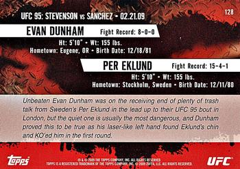 2009 Topps UFC Round 2 #128 Evan Dunham / Per Eklund Back