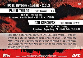 2009 Topps UFC Round 2 #129 Paulo Thiago / Josh Koscheck Back