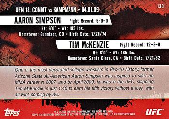 2009 Topps UFC Round 2 #130 Aaron Simpson / Tim McKenzie Back
