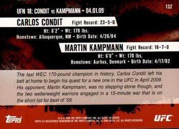 2009 Topps UFC Round 2 #132 Carlos Condit / Martin Kampmann Back