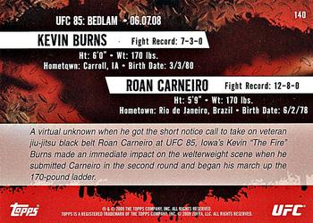 2009 Topps UFC Round 2 #140 Kevin Burns / Roan Carneiro Back