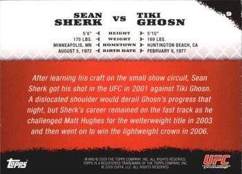 2009 Topps UFC Round 1 #9 Sean Sherk / Tiki Ghosn Back