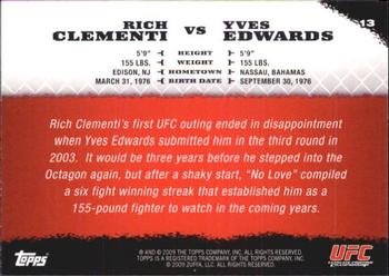 2009 Topps UFC Round 1 #13 Rich Clementi / Yves Edwards Back