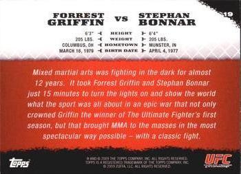 2009 Topps UFC Round 1 #19 Forrest Griffin / Stephan Bonnar Back
