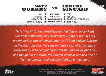 2009 Topps UFC Round 1 #22 Nate Quarry / Lodune Sincaid Back
