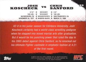 2009 Topps UFC Round 1 #23 Josh Koscheck / Chris Sanford Back