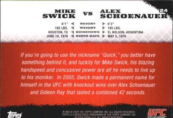 2009 Topps UFC Round 1 #24 Mike Swick / Alex Schoenauer Back
