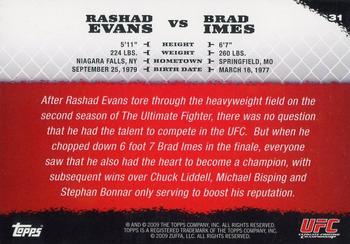 2009 Topps UFC Round 1 #31 Rashad Evans / Brad Imes Back