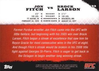 2009 Topps UFC Round 1 #33 Jon Fitch / Brock Larson Back