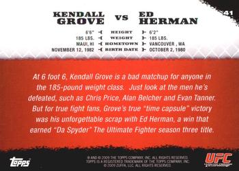 2009 Topps UFC Round 1 #41 Kendall Grove / Ed Herman Back