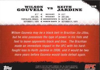 2009 Topps UFC Round 1 #45 Wilson Gouveia / Keith Jardine Back