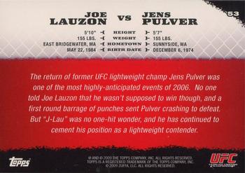 2009 Topps UFC Round 1 #53 Joe Lauzon / Jens Pulver Back