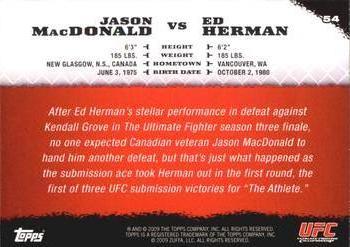2009 Topps UFC Round 1 #54 Jason MacDonald / Ed Herman Back