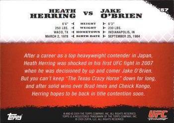 2009 Topps UFC Round 1 #57 Heath Herring / Jake O'Brien Back