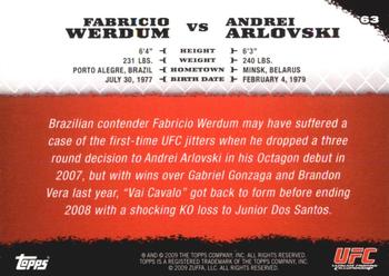 2009 Topps UFC Round 1 #63 Fabricio Werdum / Andrei Arlovski Back