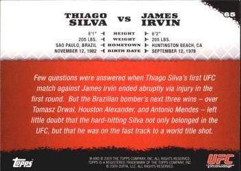2009 Topps UFC Round 1 #65 Thiago Silva / James Irvin Back
