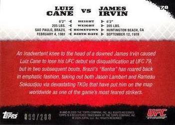 2009 Topps UFC Round 1 #78 Luiz Cane / James Irvin Back