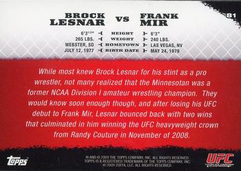 2009 Topps UFC Round 1 #81 Brock Lesnar / Frank Mir Back