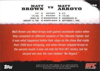 2009 Topps UFC Round 1 #86 Matt Brown / Matt Arroyo Back
