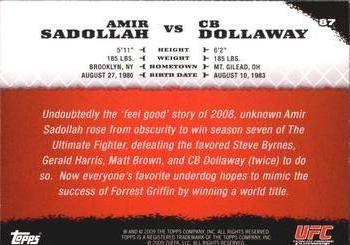 2009 Topps UFC Round 1 #87 Amir Sadollah / CB Dollaway Back