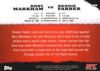 2009 Topps UFC Round 1 #90 Rory Markham / Brodie Farber Back