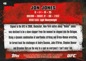 2010 Topps UFC #49a Jon Jones Back