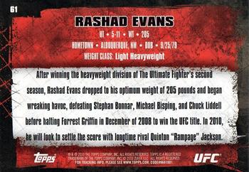 2010 Topps UFC #61 Rashad Evans Back