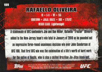 2010 Topps UFC #109 Rafaello Oliveira Back