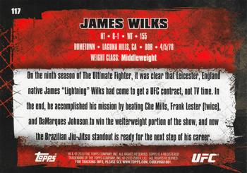2010 Topps UFC #117 James Wilks Back