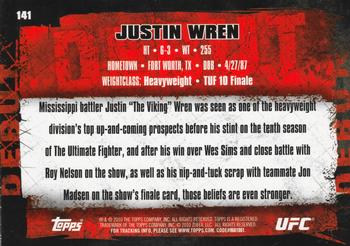 2010 Topps UFC #141 Justin Wren Back