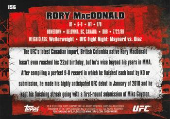 2010 Topps UFC #156 Rory MacDonald Back
