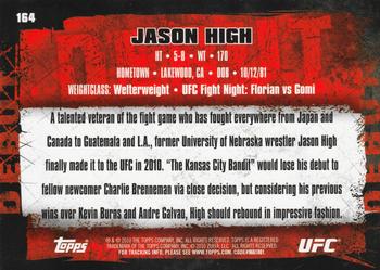 2010 Topps UFC #164 Jason High Back