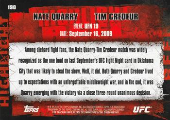 2010 Topps UFC #190 Nate Quarry / Tim Credeur Back