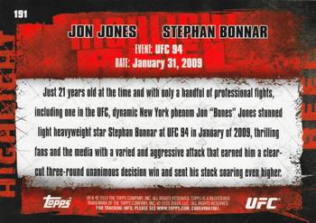 2010 Topps UFC #191 Jon Jones / Stephan Bonnar Back