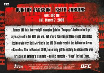 2010 Topps UFC #192 Quinton Jackson / Keith Jardine Back