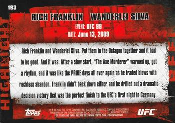 2010 Topps UFC #193 Rich Franklin / Wanderlei Silva Back