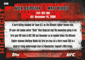 2010 Topps UFC #200 Nick Osipczak / Matt Riddle Back