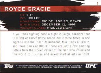 2010 Topps UFC Knockout #1 Royce Gracie Back