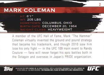 2010 Topps UFC Knockout #2 Mark Coleman Back