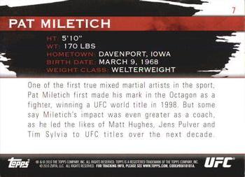 2010 Topps UFC Knockout #7 Pat Miletich Back