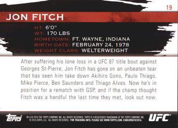 2010 Topps UFC Knockout #19 Jon Fitch Back