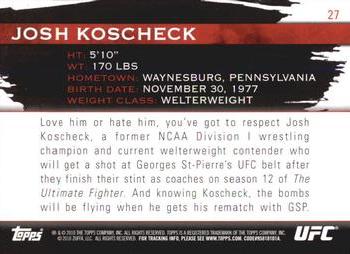 2010 Topps UFC Knockout #27 Josh Koscheck Back