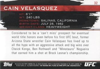 2010 Topps UFC Knockout #32 Cain Velasquez Back
