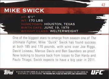 2010 Topps UFC Knockout #42 Mike Swick Back