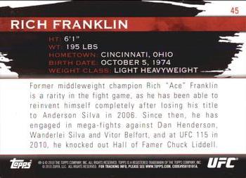 2010 Topps UFC Knockout #45 Rich Franklin Back