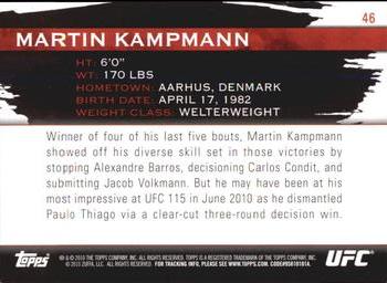 2010 Topps UFC Knockout #46 Martin Kampmann Back